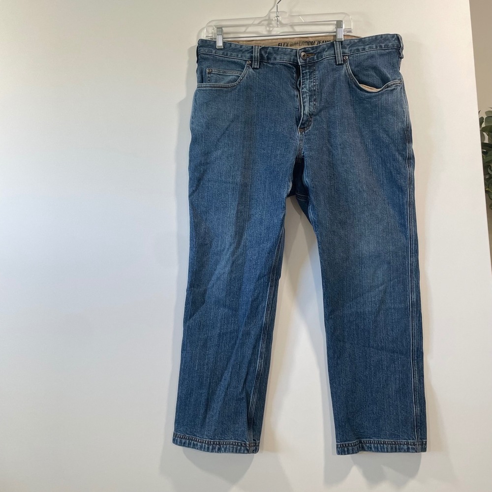 Duluth Trading Co Flex Ballroom Jeans Mens 38x28 (38x27) Relaxed Fit Blue Denimβ